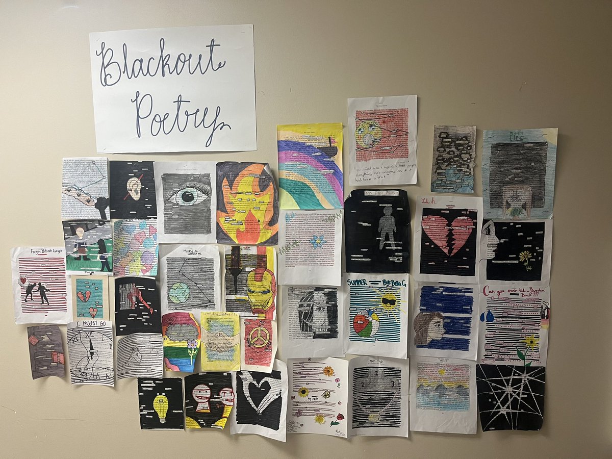 MrsWellsGMS's tweet photo. Before STAAR Review, we spent a few weeks going over poetry elements and types. Our students truly made some amazing work for blackout poetry! @cmscoltsela @CmsColts @SMcAvoyEDU #cmscelebrates #poetry https://t.co/oY60ptV9BC