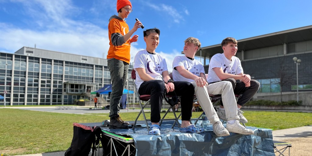 UCDMedicine's tweet photo. Hats off (or is that hairs off) to medical students Tom Collins and Eddie Lee for shaving their heads for the UCD Relay for Life. Please donate and show your support as they try to achieve their goal this year https://t.co/dVMlb8oW0G  #UCDRelayforLife #IrishCancerSociety https://t.co/gIvCDJDEE0