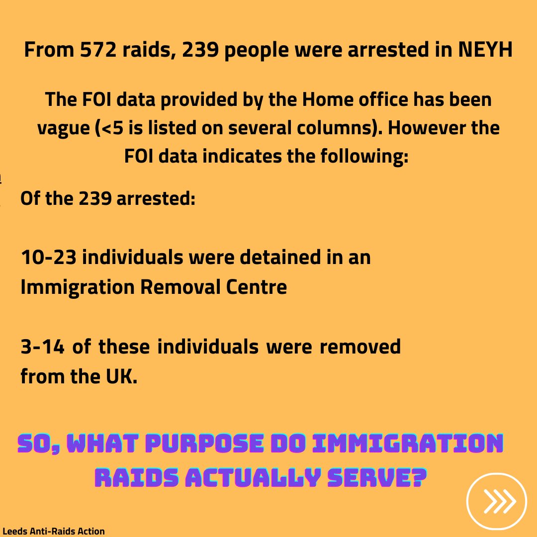 Latest FOI stats are back for Leeds >>> whatdotheyknow.com/request/update… 
Yet another reminder that immigration raids are a racist fishing activities that serve no purpose but to harrass and divide communities. #antiraids #Leeds #endthehostileenvironment
