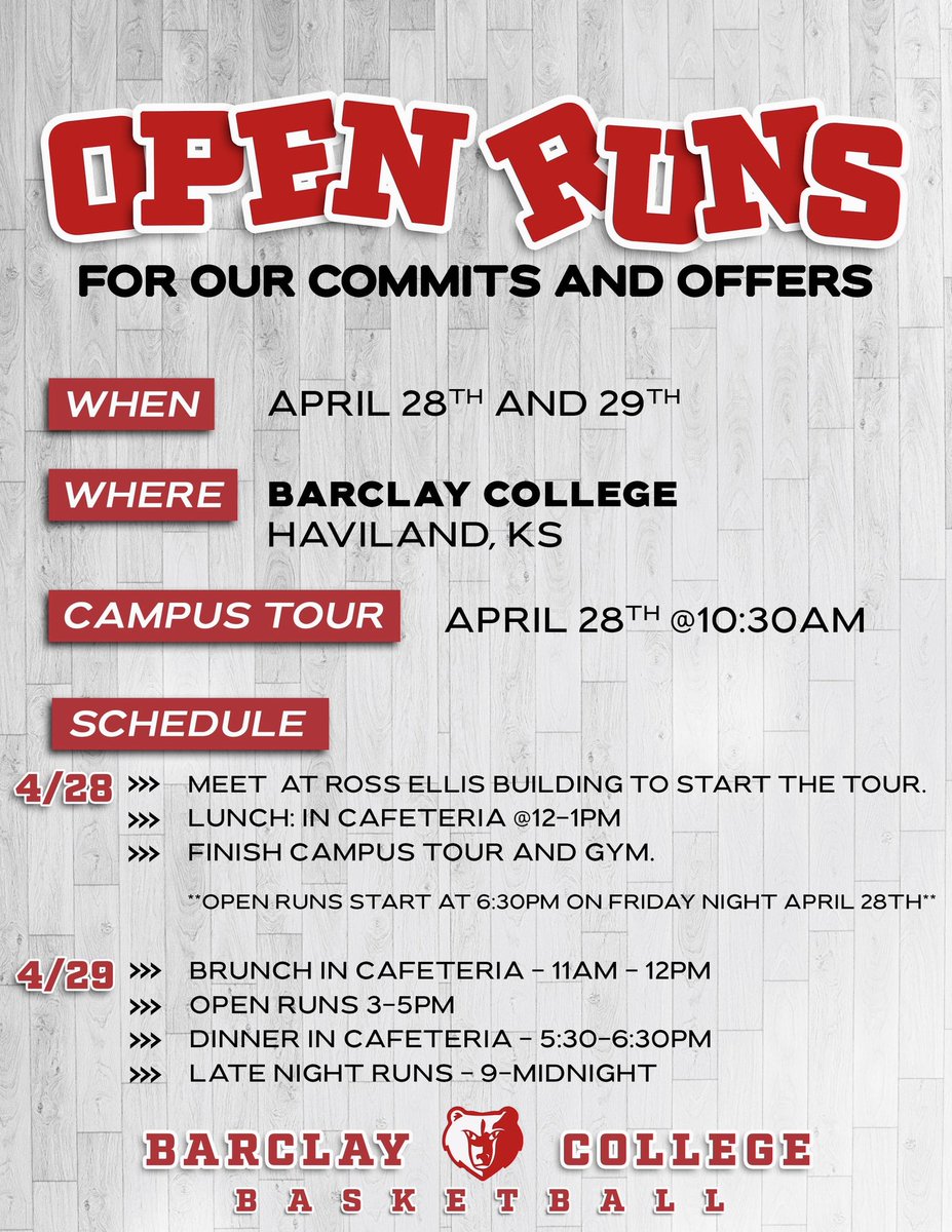 It’s going to be a fun weekend 🙏🏽 <a href="/BearsRecruiting/">BarclayCollegeRecruiting</a> <a href="/BarclayCollege/">Barclay College</a> @BCCoach_G