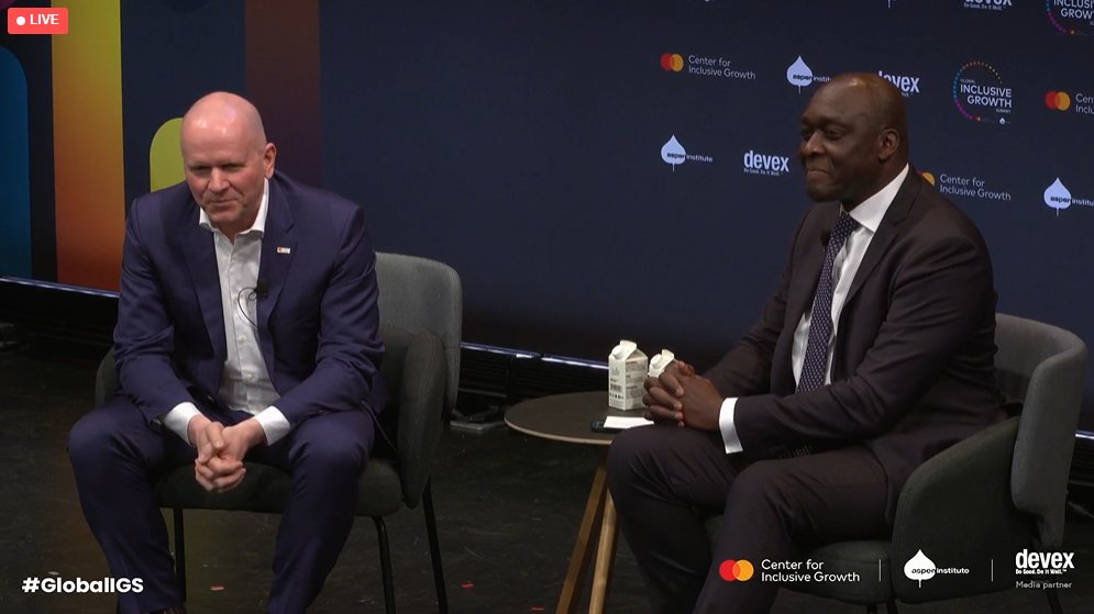 🔴 NOW LIVE from the 2023 Global #InclusiveGrowth Summit: IFC Managing Director @Diop_IFC and @Mastercard CEO @MiebachMichael discuss the power of innovation and technology in addressing complex global challenges.

Watch there: globalinclusivegrowthsummit.com via @CNTR4growth #GlobalIGS