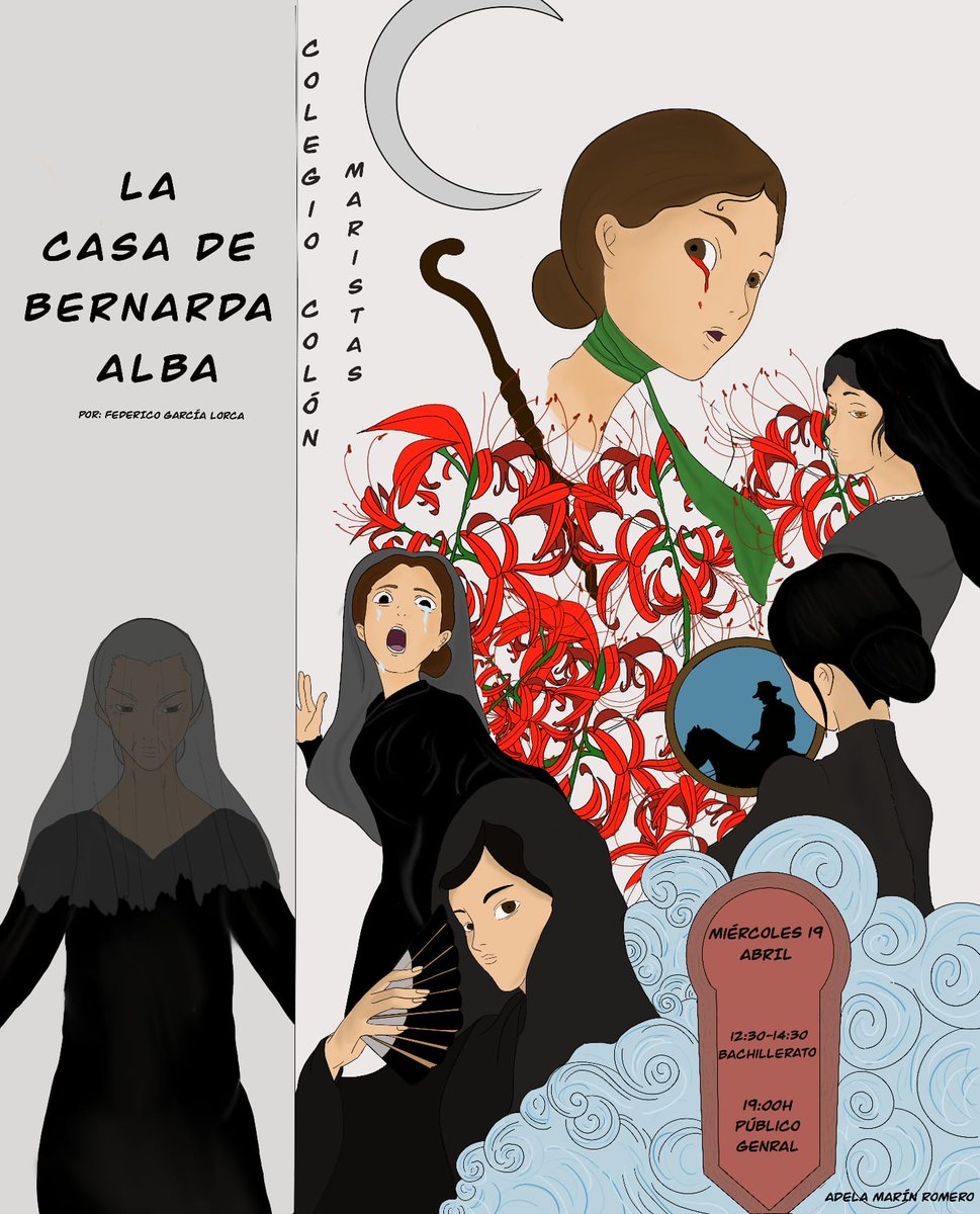 Estreno mundial de "La casa de Bernarda Alba" por alumnas de 2° de Bachillerato del Colegio Marista Colón. Miércoles 19, a las 19,00 horas. Precio de la entrada: 2 euros. Con un fin benéfico.
Vente!!!