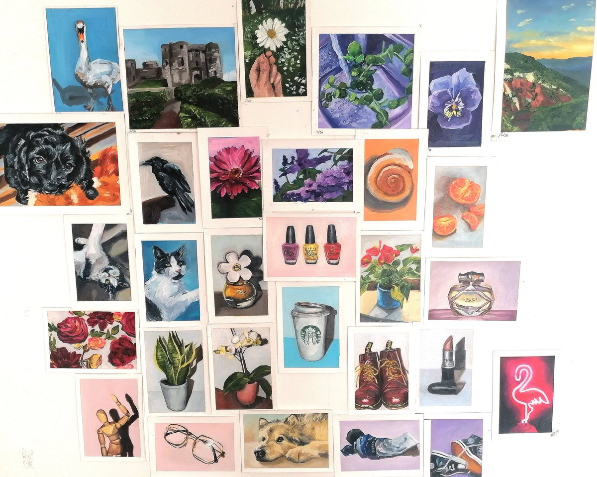 All 30 paintings from my 30 day painting challenge together 🥰