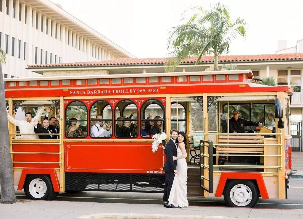 Reminiscing on Hope &amp; Derek's epic wedding celebration ✨

Planner &amp; Florist @burlapandbordeaux
Venue @santabarbaracourthouse @hotelcalifornian @villaandvineweddings
Transportation @sbtrolleyevents
Dress <a href="/alexandragrecco/">alexandra grecco</a>
DJ @partyproperproductions
Lighting @the_unknown_dj
Cat…