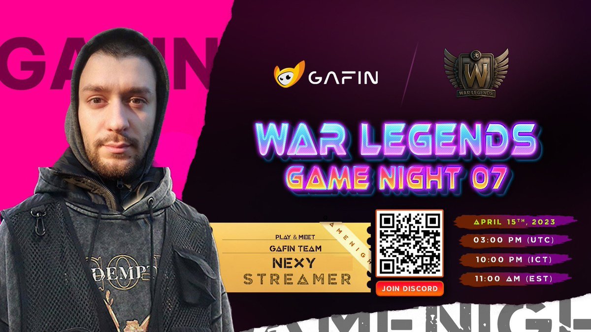 Gafin_io's tweet photo. 🔥Are you ready for Game Night 07 event with the game @warlegendsco 

💥You will meet NexY from GaFin!!!!

🕹 So when are you guys showing up?!

📍Join here: https://t.co/wFLbvzSGX9

📍Complete Galxe: https://t.co/LuPNaTQ4jK https://t.co/idNsHuKlSW