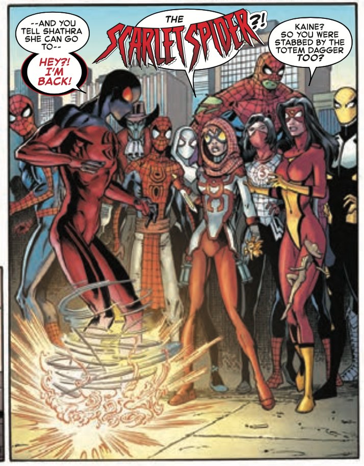 DanSlott's tweet photo. Yes, I've seen the Spider-Boy memes around the internet. I think a lot of them are funny.

You don't need to worry about Spider-Boy being retconned (or "Forrest Gump"-ed) into classic Spidey stories of old.

That's NOT how this works. If you've read END OF THE SPIDER-VERSE...
1/2 https://t.co/0g1bKODJw1