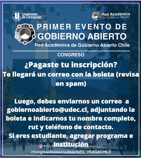 ‼️ATENCIÓN ‼️
Revisa tu correo para asegurarte que tienes la boleta de tu inscripción.
Recuerda revisar SPAM en caso de que no llegue a tu página principal.
Luego sigue los pasos que te dejamos acá 👇🏼👇🏼👇🏼📚📖👩‍🎓🧑‍🎓👨‍🎓
#CONGRESO