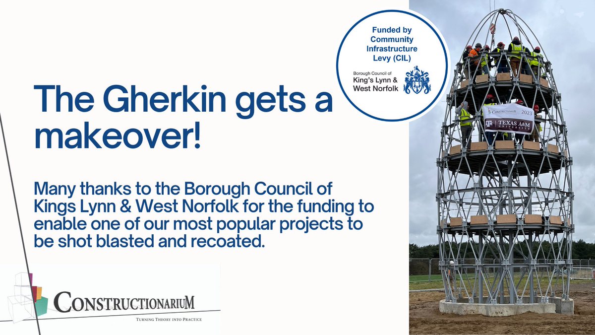 Construct_arium's tweet photo. Many thanks to @WestNorfolkBC and the #CommunityInfrastructureLevyFund for supporting our popular and much-loved #TheGherkin project to receive a makeover. Helping students #TurningTheoryIntoPractice in #BirchamNewton. https://t.co/uosJ5pLQYW