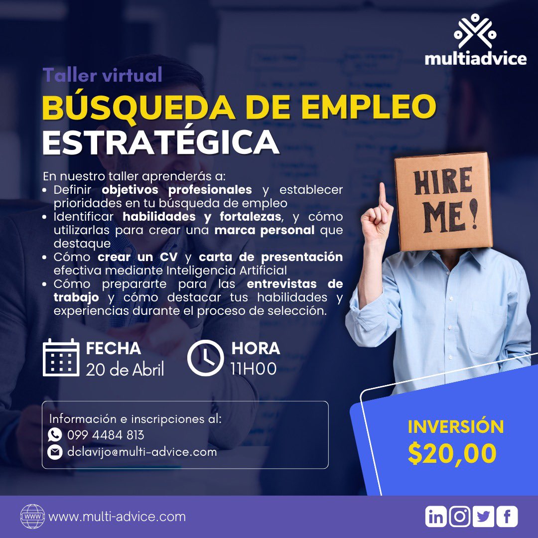 multiadvice_ec's tweet photo. 📲Información e inscripciones al 099 448 4813

Te dejamos el link directo a nuestro whatsapp: https://t.co/moIalD1zAr

Te aseguramos una gran experiencia de aprendizaje 💻

#Multiadvice #Capacitación #Empleos #OfertaLaboral #Empleabilidad #Cursos #Capacitación #Empresas #Ecuador https://t.co/8c6u6F6HOk