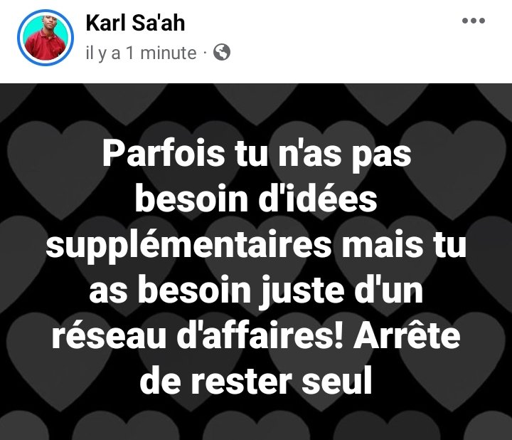 SAAH_Karl's tweet photo. Parfois tu n'as pas besoin d'idées supplémentaires mais tu as besoin juste d'un réseau d'affaires! Arrête de rester seul
#system3d #networkerpro #Longrich https://t.co/NpIMGevCUD