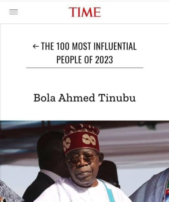 Saintbaba70's tweet photo. American Magazine TIME list President-Elect Bola Ahmed Tinubu as part of the 100 most influential people of 2023. This was just after the congratulatory message from the President Of Turkey .Everything is shaping up .
#46daystogo
#RoadToVilla
#Tinubuishere https://t.co/Eguiq7eBs3