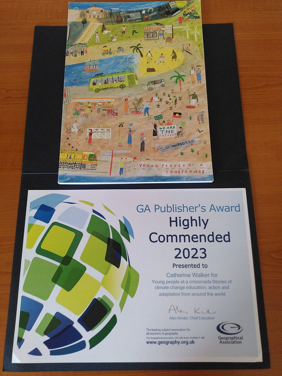 Young People at a Crossroads (YPX) (@ypx_manc_melb) on Twitter photo Absolutely delighted that our creative book was 🌟highly commended🌟 by <a href="/The_GA/">Geographical Association</a> for their Publishers Award. Created with support of <a href="/ManchesterSCI/">ManchesterSCI</a> <a href="/UniMelb/">University of Melbourne</a> <a href="/ESRC/">Economic and Social Research Council</a> & inputs of @c_l_walker <a href="/maisysummer_/">Maisy Summer</a> <a href="/geogramblings/">Kit Marie Rackley (Geogramblings)</a> Environment Education Victoria and amazing young researchers. Absolutely delighted that our creative book was 🌟highly commended🌟 by <a href="/The_GA/">Geographical Association</a> for their Publishers Award. Created with support of <a href="/ManchesterSCI/">ManchesterSCI</a> <a href="/UniMelb/">University of Melbourne</a> <a href="/ESRC/">Economic and Social Research Council</a> & inputs of @c_l_walker <a href="/maisysummer_/">Maisy Summer</a> <a href="/geogramblings/">Kit Marie Rackley (Geogramblings)</a> Environment Education Victoria and amazing young researchers.