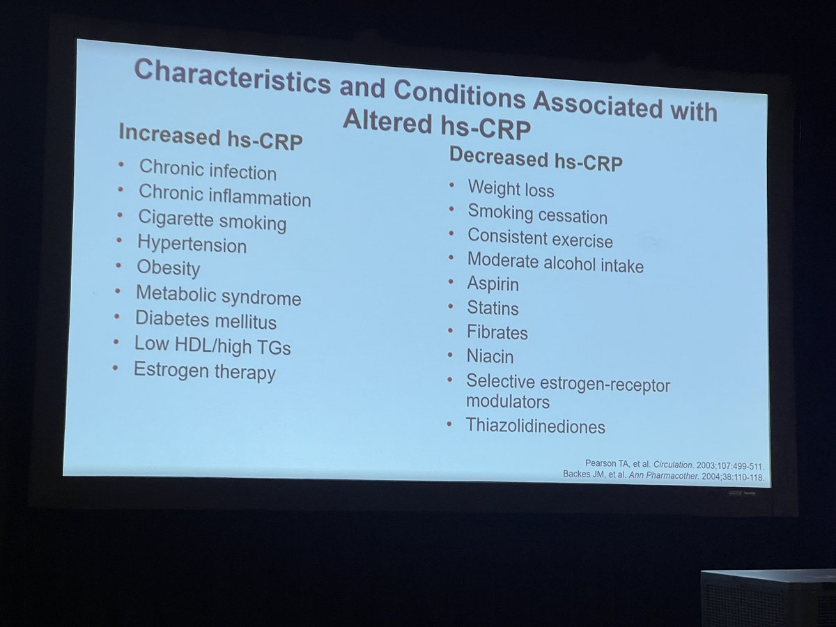 jonathandavidrn's tweet photo. #PCNA2023 @fmetlock @plants_rn @HeartNurses #ACCVT
Therapies To Treat Inflammation in Cardiovascular 🫀 Disease Joseph Saseen, Pharm D
🎯 hs-CRP increase a big influencer in Atherosclerosis
🎯 Role of ASA, Canakinumab Colchicine & others
🎯 Team-Based
🎯 Interprofessional Team https://t.co/71FioPUP1E