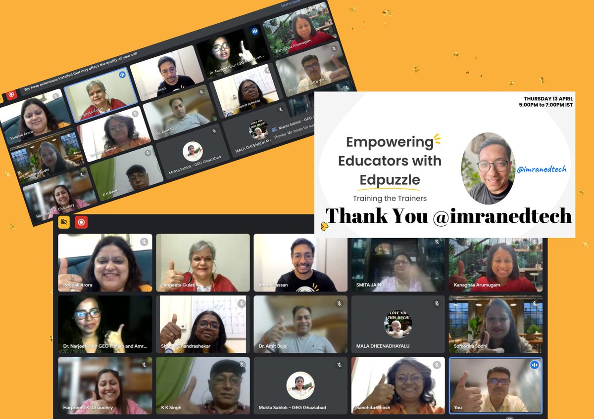 Thank you <a href="/imranedtech/">Imran Hassan</a> for conducting the session on <a href="/edpuzzle/">Edpuzzle</a>  for #GEGIndia! It was a complete deep dive into the powers of <a href="/edpuzzle/">Edpuzzle</a> 
Thank you Kanaghaa for planning this for us!