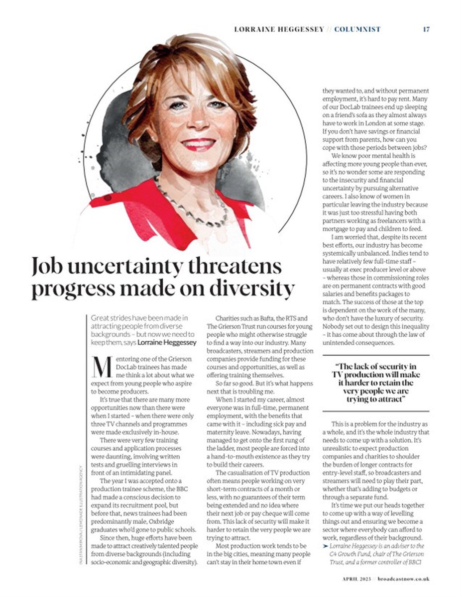 I’m worried about the impact short term contracts and lack of job security are having on tv sector’s ability to attract and retain talent from all backgrounds