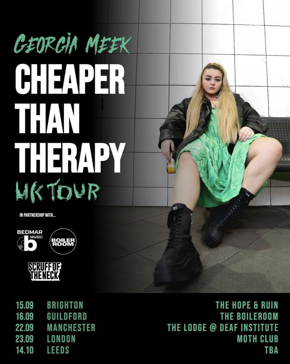 Hotly-tipped alt-pop artist <a href="/iamgeorgiameek/">Georgia Meek</a> is set to bring her Cheaper Than Therapy Tour across the UK this September!

Grab your tickets now 🔥 bit.ly/417n7w3