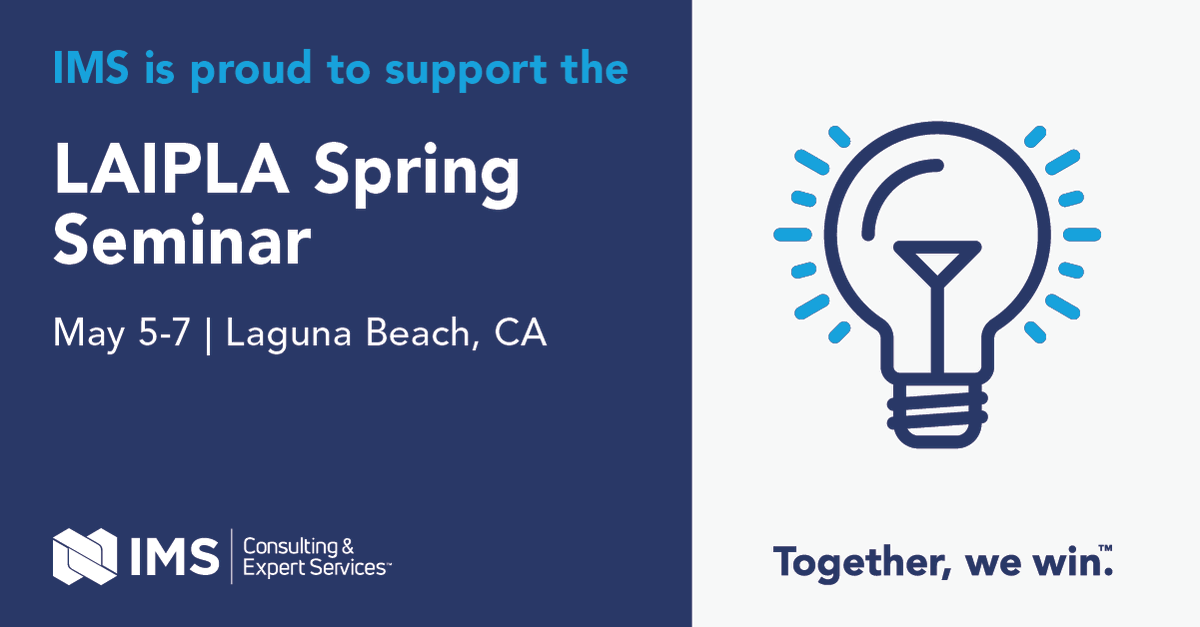 IMS Executive Client Relationship Manager Alan Ritchie will attend the 2023 <a href="/LAIPLA/">LAIPLA</a> Spring Seminar from May 5-7. Meet our client relationship team who specializes in connecting litigators with the expertise they need for complex IP matters: tinyurl.com/ims-client-rel…