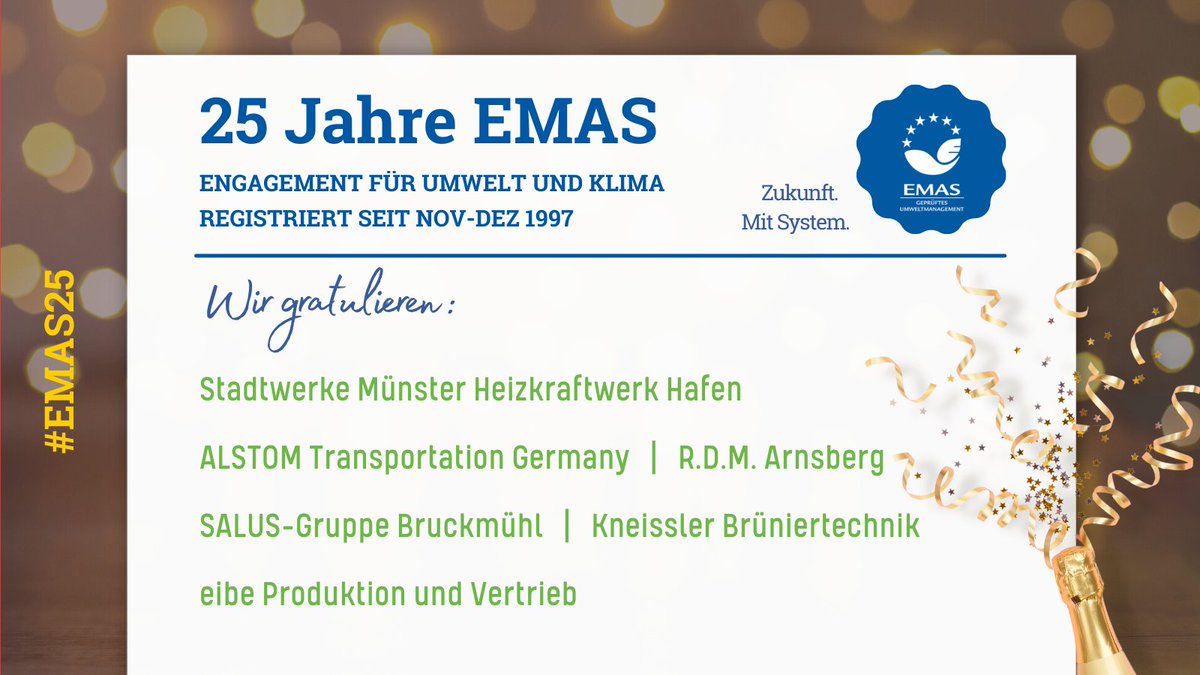 EMAS_Germany's tweet photo. 💐Aufgrund eines längeren Ausfalls des EMAS-Registers gratulieren wir nachträglich zum langjährigen Engagement für  Klima und Umwelt und 25 Jahren EMAS!  #EMAS25
🦸   Webinar zur Aktion #EMAShero am 19. April
🏆  #UMPreis Bewerbung bis zum 7. Juli

@stadtwerke_ms 
@AlstomDACH https://t.co/PkqzsmCUJb