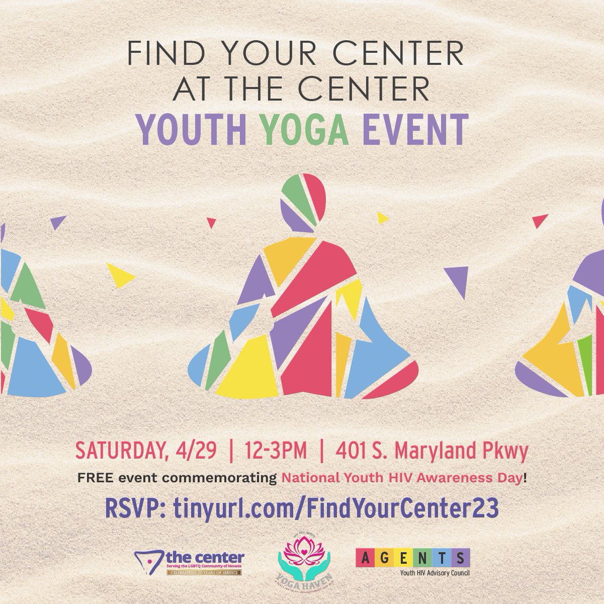 Find Your Center at The Center on 4/29!🧘🪷🧘🏿‍♀️🏳️‍🌈All youth (13-24) invited to stretch their bodies &amp; minds at this #yoga class led by Yoga Haven. Following class there will be refreshments, a short #HIV 101 presentation, &amp; free HIV testing available! RSVP:  tinyurl.com/FindYourCenter…