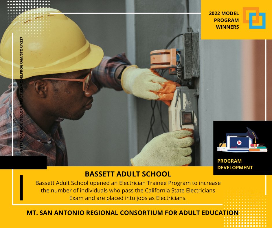 CAEPoffice's tweet photo. NOMINATIONS are now open for CAEP Model Programs! 🏆https://t.co/Dp0jGXQZb7
Check out last year's winners. Read more. ⤵️
Kern Adult School: https://t.co/5xA85VMJiQ
Bassett Adult School: https://t.co/9nap5iM6ce
#AdultEducation #AdultEd #AdultEdu #CAEP #ModelPrograms https://t.co/F0ufCVYDB7