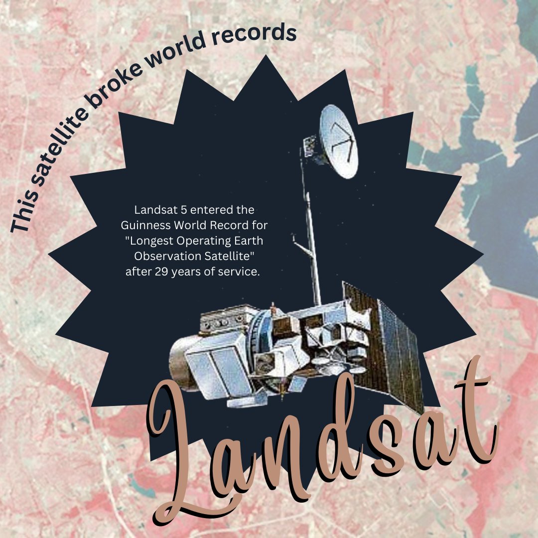USGSLandsat's tweet photo. ✨Meet the Landsats.✨

Landsats are everything... uh, see everything.

Landsat 1 started it all in 1972. This trendsetter made remote sensing vogue, kicking off an earth observation revolution. 

Come on, let's go party with the other Landsats: https://t.co/S7gUVXpjKX https://t.co/ar081gkVL4