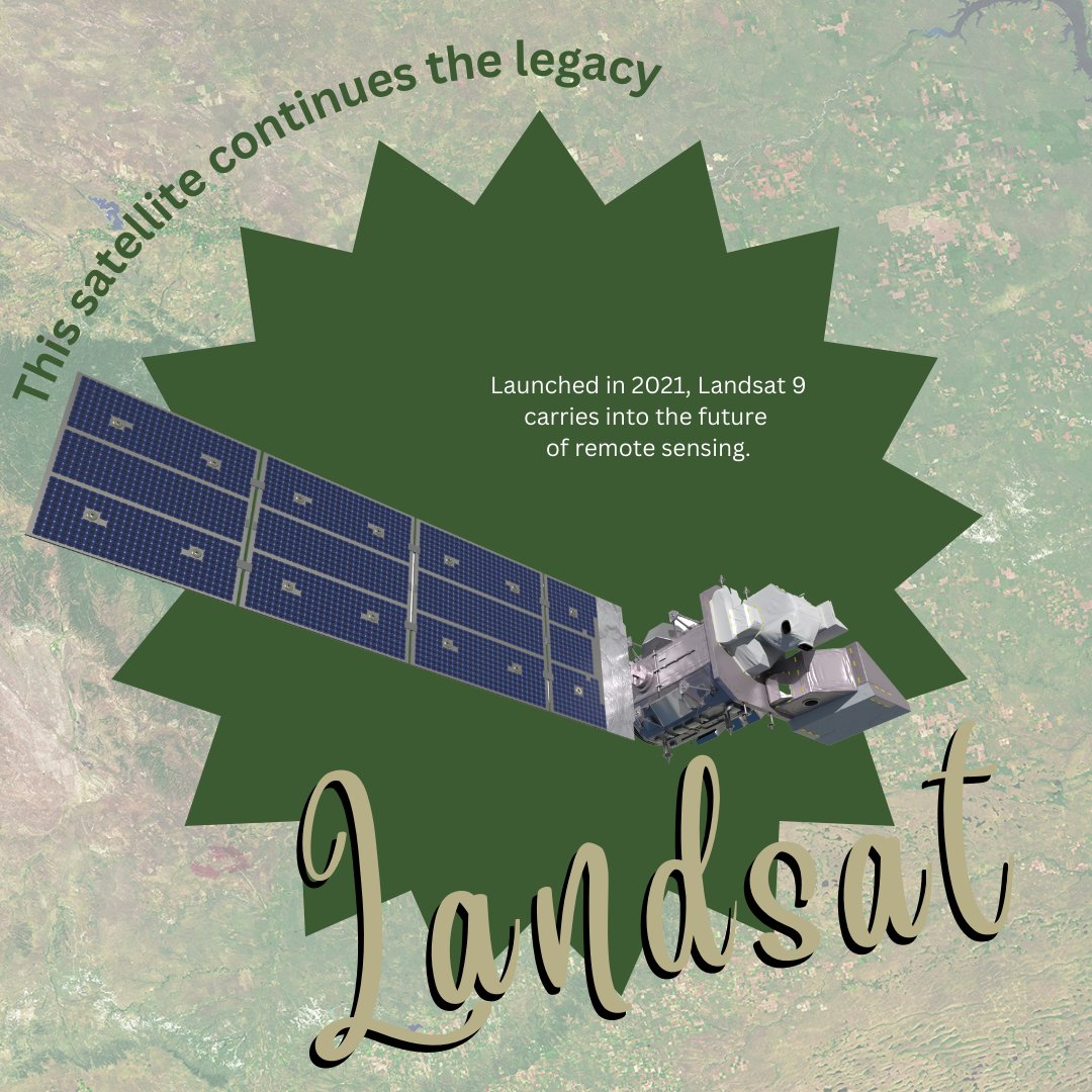 USGSLandsat's tweet photo. ✨Meet the Landsats.✨

Landsats are everything... uh, see everything.

Landsat 1 started it all in 1972. This trendsetter made remote sensing vogue, kicking off an earth observation revolution. 

Come on, let's go party with the other Landsats: https://t.co/S7gUVXpjKX https://t.co/ar081gkVL4