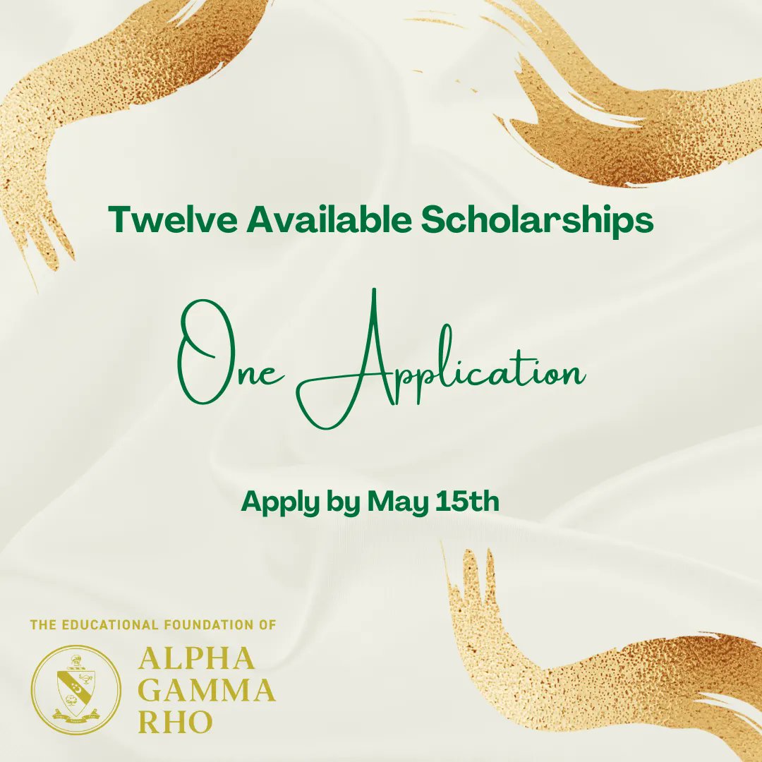 alphagammarho's tweet image. YOUR Educational Foundation of Alpha Gamma Rho is taking applications for scholarships. There are 12 scholarships available. You can apply for all 12 by submitting ONE application by May 15th! 

#MakingBetterMen #AlphaGammaRho #ExcellenceInAgriculture