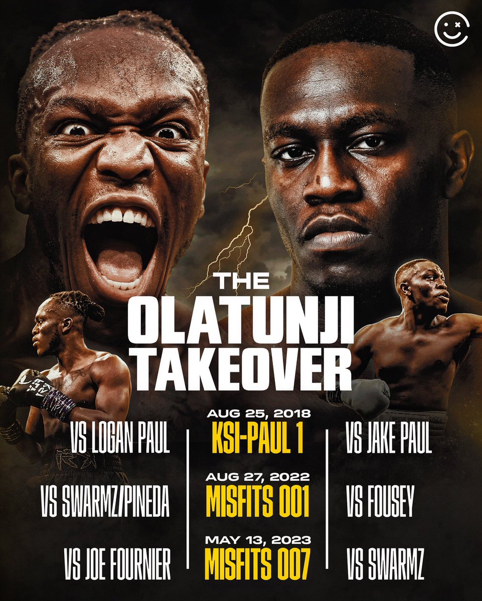 HappyPunch's tweet photo. KSI and Deji are fighting alongside each other once again May 13th on Misfits 007 🤩🍿 https://t.co/xJmtGtl1ns