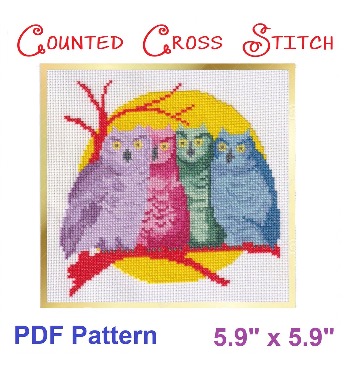 New from from my #etsy shop: Counted Cross Stitch Owls. #crossstitch #birds #owls #midcenturymodern etsy.me/3zVSFc9