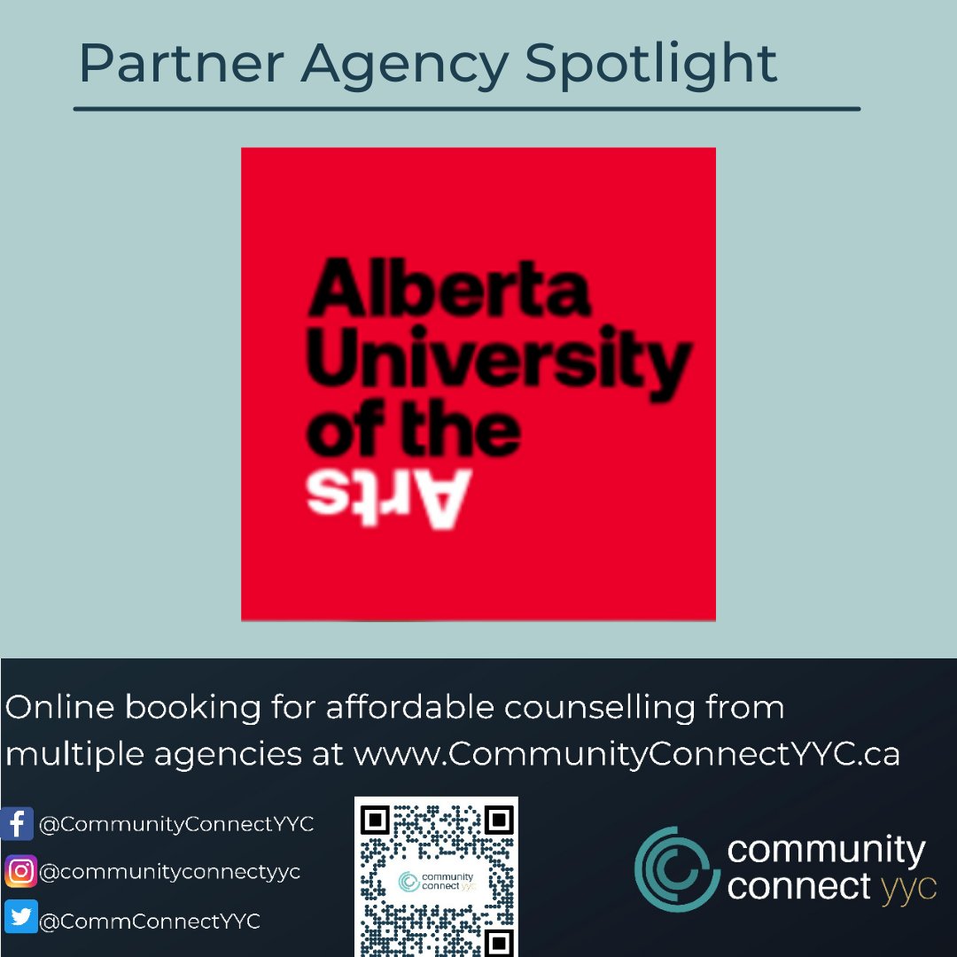 CommConnectYYC's tweet photo. Community Connect YYC is delighted to welcome @AlbertaUArts as a community partner in promoting access to mental services for all, especially students.
Book today at https://t.co/kddwVPQS48 for 24/7 access to affordable counselling. #RightServiceRightTime https://t.co/2rEy6xHBhe