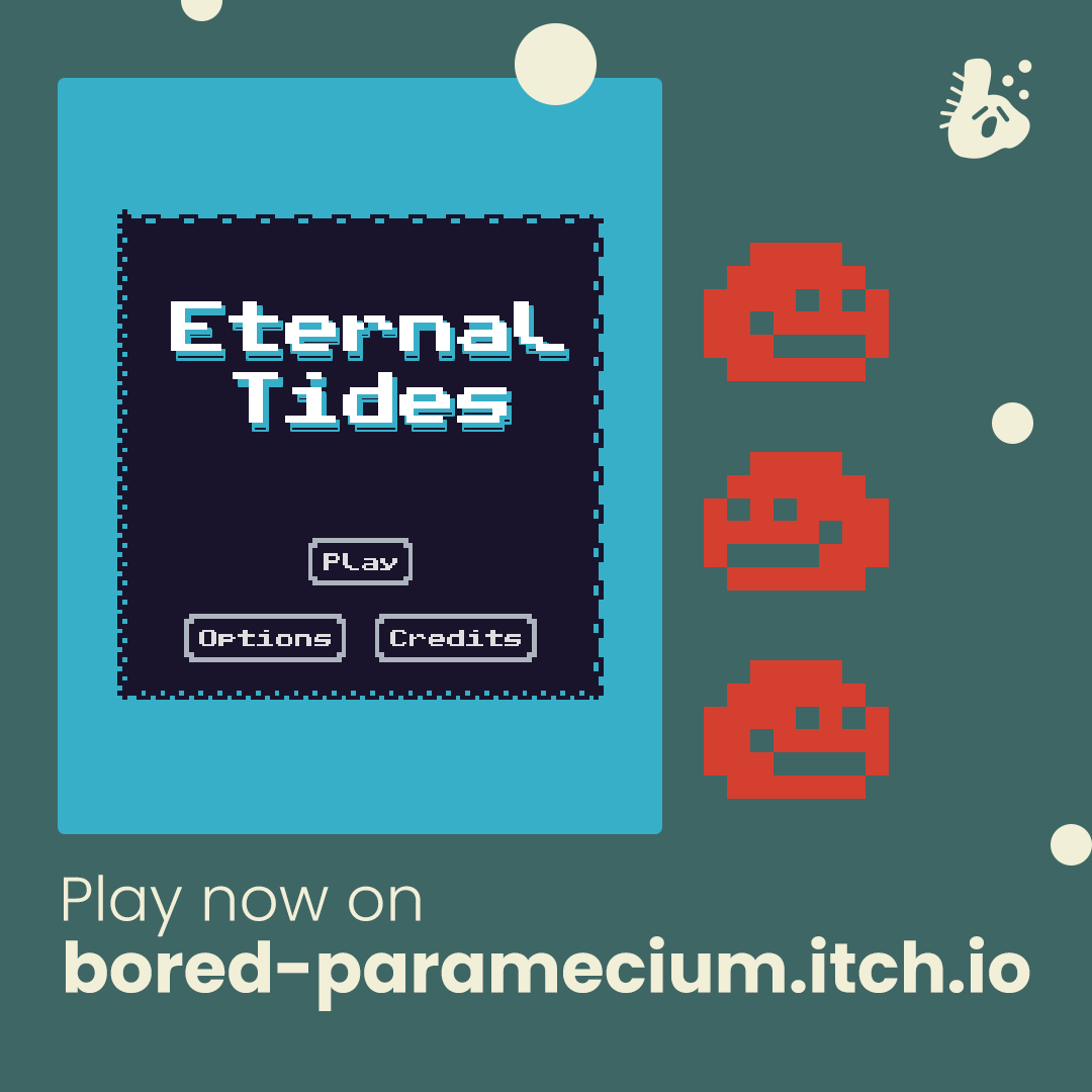 BoredParamecium's tweet photo. Eternal Tides is a game I created for a game jam at my college! Each participant had a different theme, and mine was "Oceans of Eternity", which was quite unique.

It was my first attempt at a """rogue-like""", maybe I'll try to make another soon. 🤔

#godotengine #tbt #gamedev https://t.co/hZ37LPPKxw