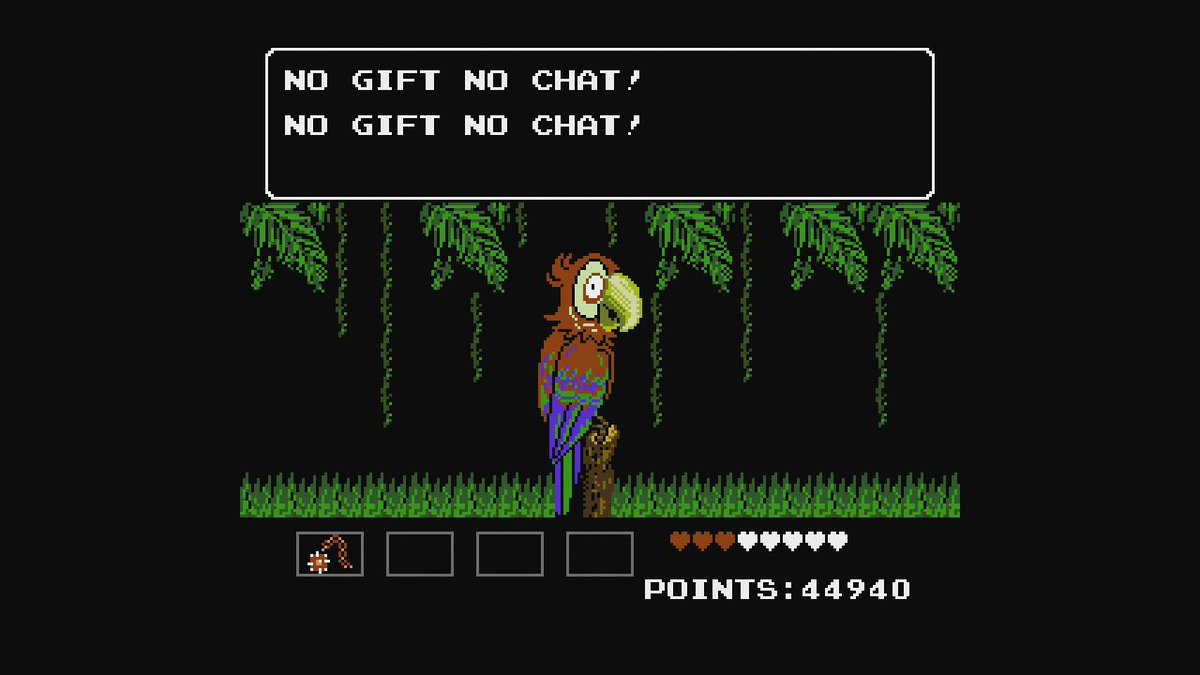 Phaazoid64's tweet photo. No gift, no chat! 🦜
#Nintendo #NES #StarTropics https://t.co/XVkPviuxt9