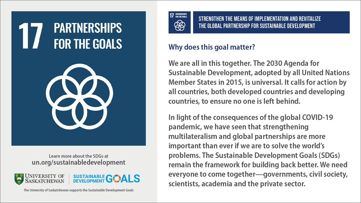 USaskHealthSc's tweet photo. From advances in health and education to climate action, gender equality and more — partnerships between governments, the private sector, and civil society can help ensure no one is left behind.

Learn more: https://t.co/1hDr8Glxf2

#GlobalGoals #Agenda2030 #SDG17 #SDGs https://t.co/R2ny9yLVCv