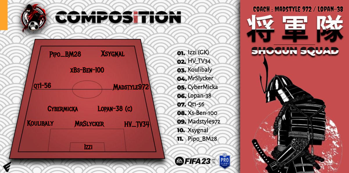 talents_11's tweet photo. [Line UP ] #FIFA23 #ProClubs 

13/04

🏆@belgique_vpg vs @ESCeSportFC 
🏆@santa_liga vs @SpartianeSport et @JokeeS2023 

Le 11 du soir pour nos ninjas ! 🥷

Live on🎥 : https://t.co/x8wHeOzZ78
Start ⚡  : 21h20   

 #ShogunSquad #EFAFrance #SantaLiga https://t.co/LFobJYGZ3m
