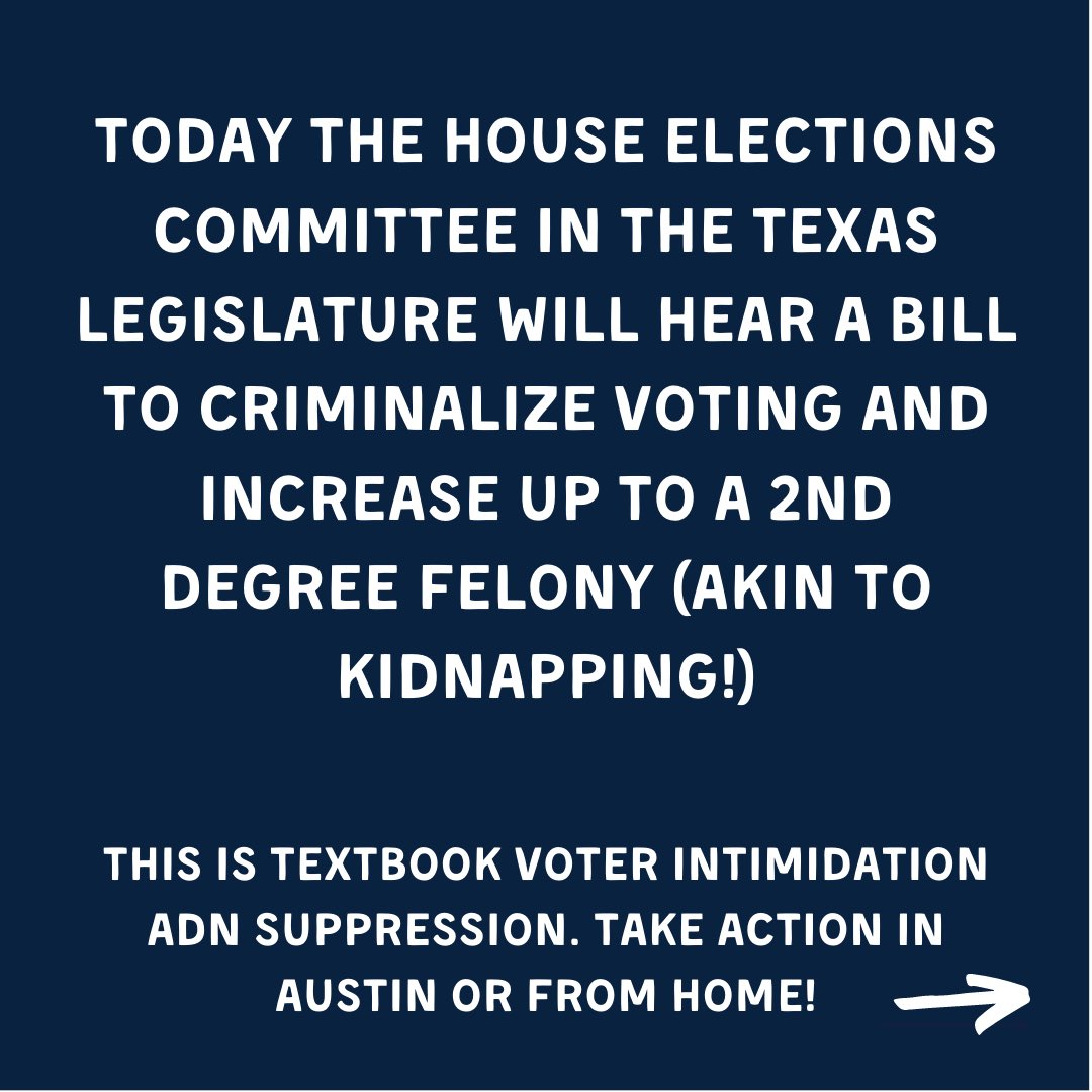 CCauseTexas's tweet photo. 🚨URGENT🚨

Calling All Voting Rights Advocates! 📢

We need your help in testifying, dropping a card or submitting written comments! https://t.co/ezvo9UdYts