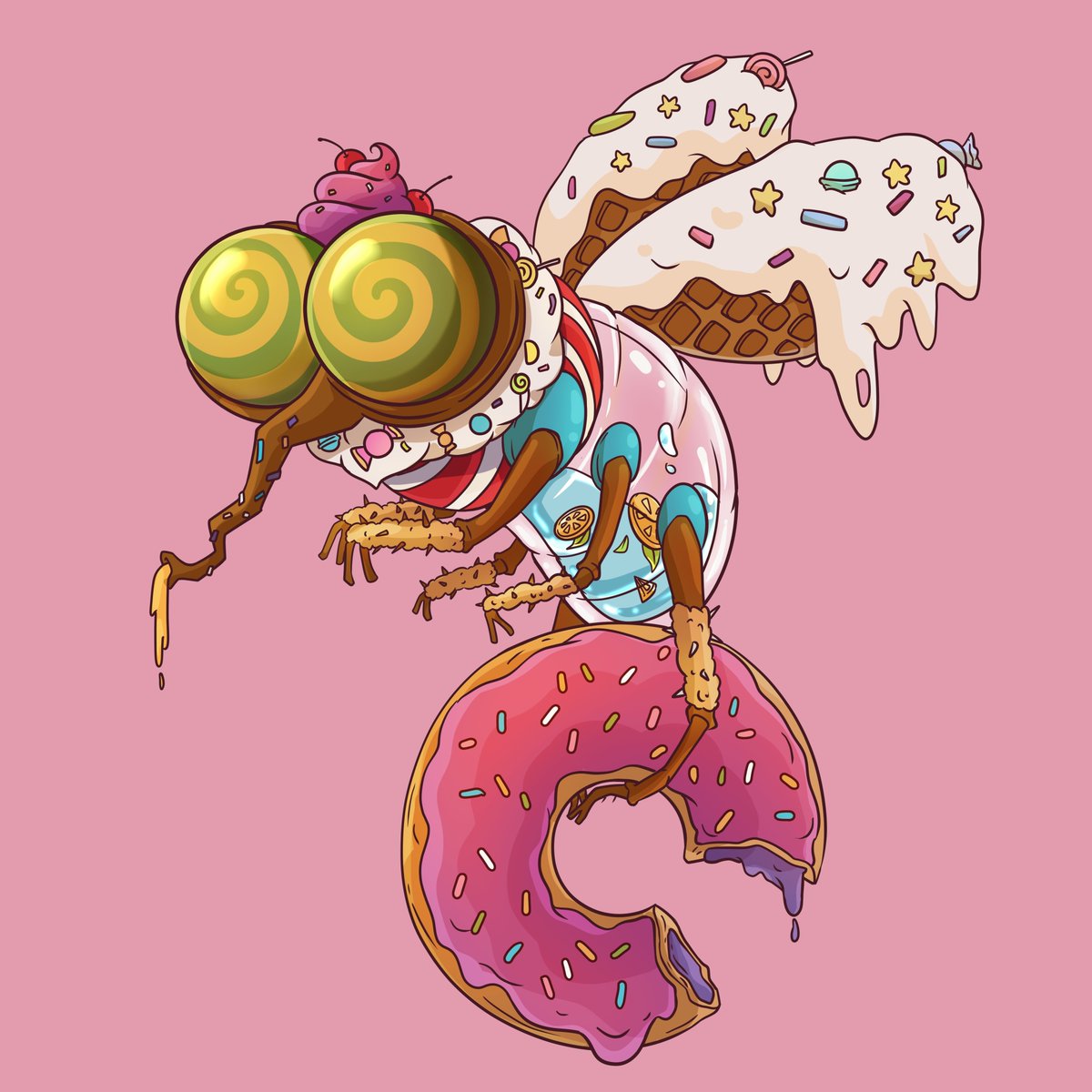 sigma_and_omega's tweet photo. Joined the swarm and thought to do a @FunApes_NFT derivative of my Funky Fly 🍩💜

What you think guys? 
Does @funky_flies follow each other? https://t.co/6zFJmaiSER