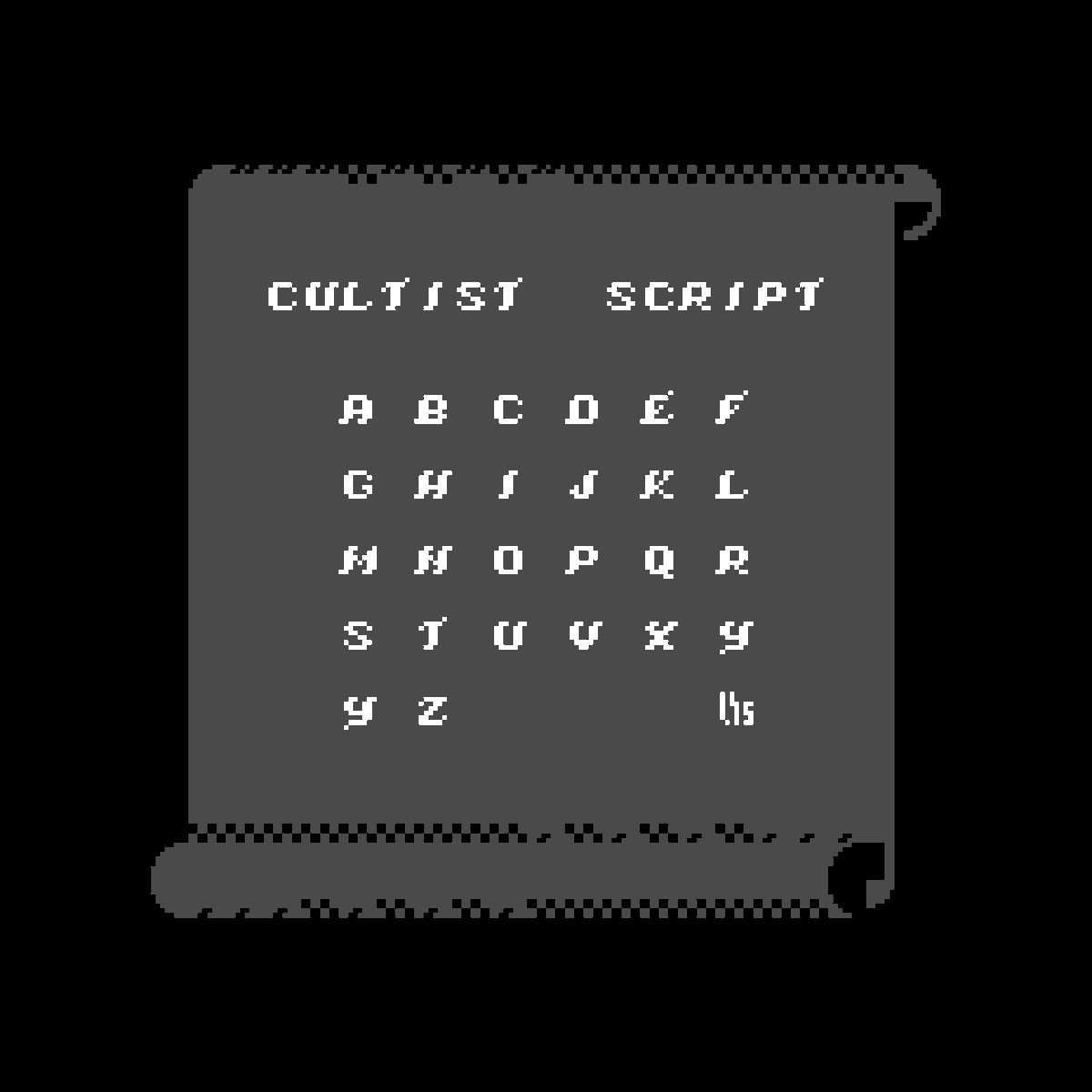 Cultist Script | Available for C64 at buff.ly/3UzWltG

#ascii #asciiart #art #bbs #c64 #commodore64 #computer #computerart #demoscene #digital #petscii #petsciiart #text #textart #textmode #textpunk #8bit #8bitart #typeface #typefacedesign #font #fontdesign #cultist