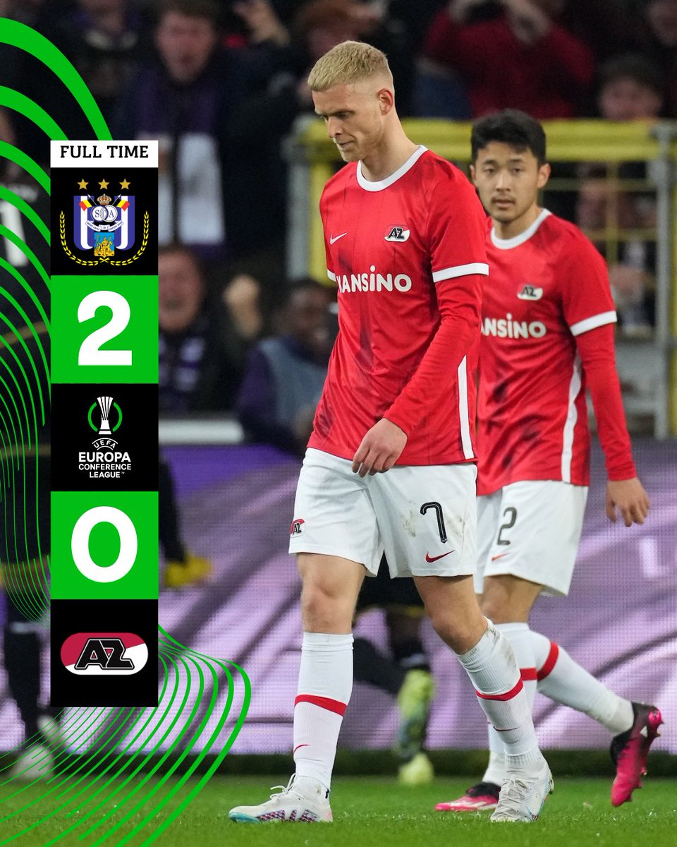 AZAlkmaar's tweet image. ☹️ 𝗙𝘂𝗹𝗹-𝘁𝗶𝗺𝗲 | RSC Anderlecht - AZ 2-0

⚽ 22. Murillo 1-0
⚽ 70. Ashimeru 2-0 

#AZ #andaz #UECL