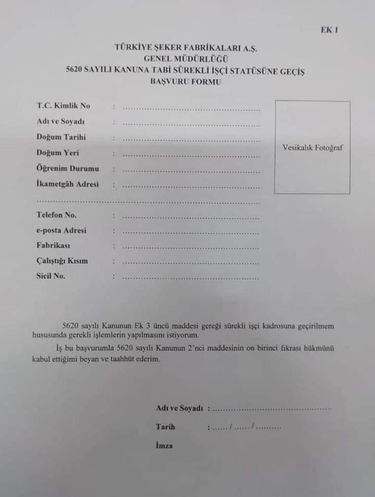 tumay_ustaoglu's tweet photo. Çaykura üvey evlat muamelesi yapmayın artık!!!Bizler de bu formu doldurup kadrolu çalışmak istiyoruz.Şeker fabrikası kadrolu işçi alırken @TurkiyeninCayi  çaykura neden bu hak görülmüyor?Sesimizi duyun siyasiler!!!
@vedatbilgn @muhammedavci53 @AYARHikmet @Caykuriscileri https://t.co/1utaVXrgf7