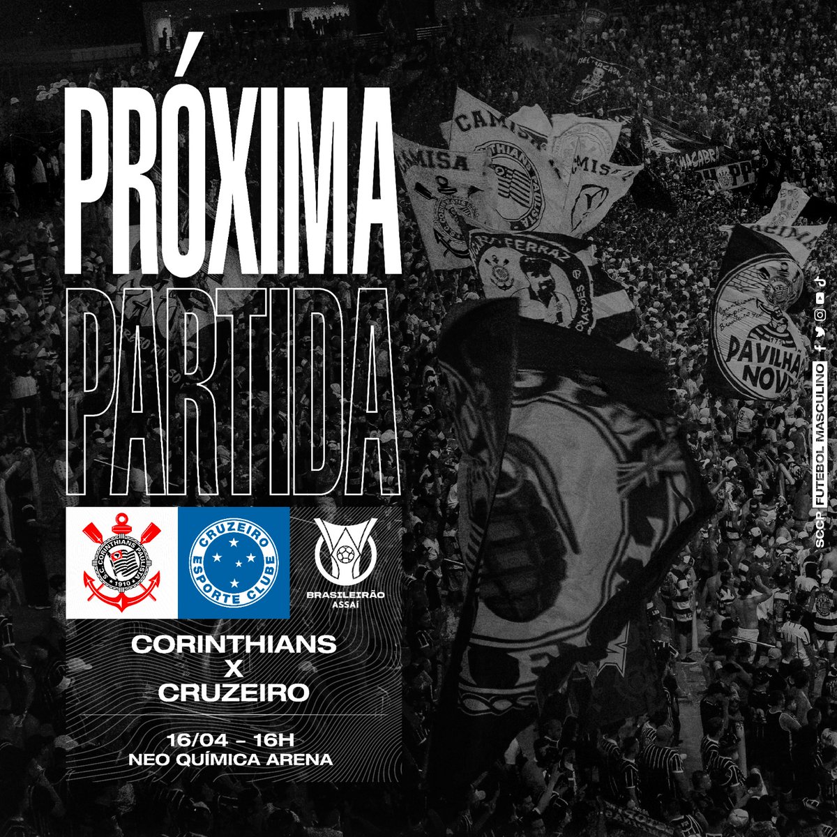 Corinthians's tweet photo. 🔜 1ª rodada do @brasileirao em casa! ⚽️

#VaiCorinthians https://t.co/o78Jzq89pR
