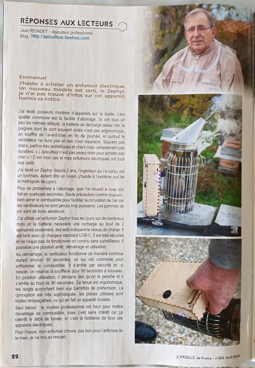 NumericBees's tweet image. Notre enfumoir mis à l'honneur dans @AbeilleDeFrance par Jean Riondet. Merci à toute l'équipe.

numericbees.com