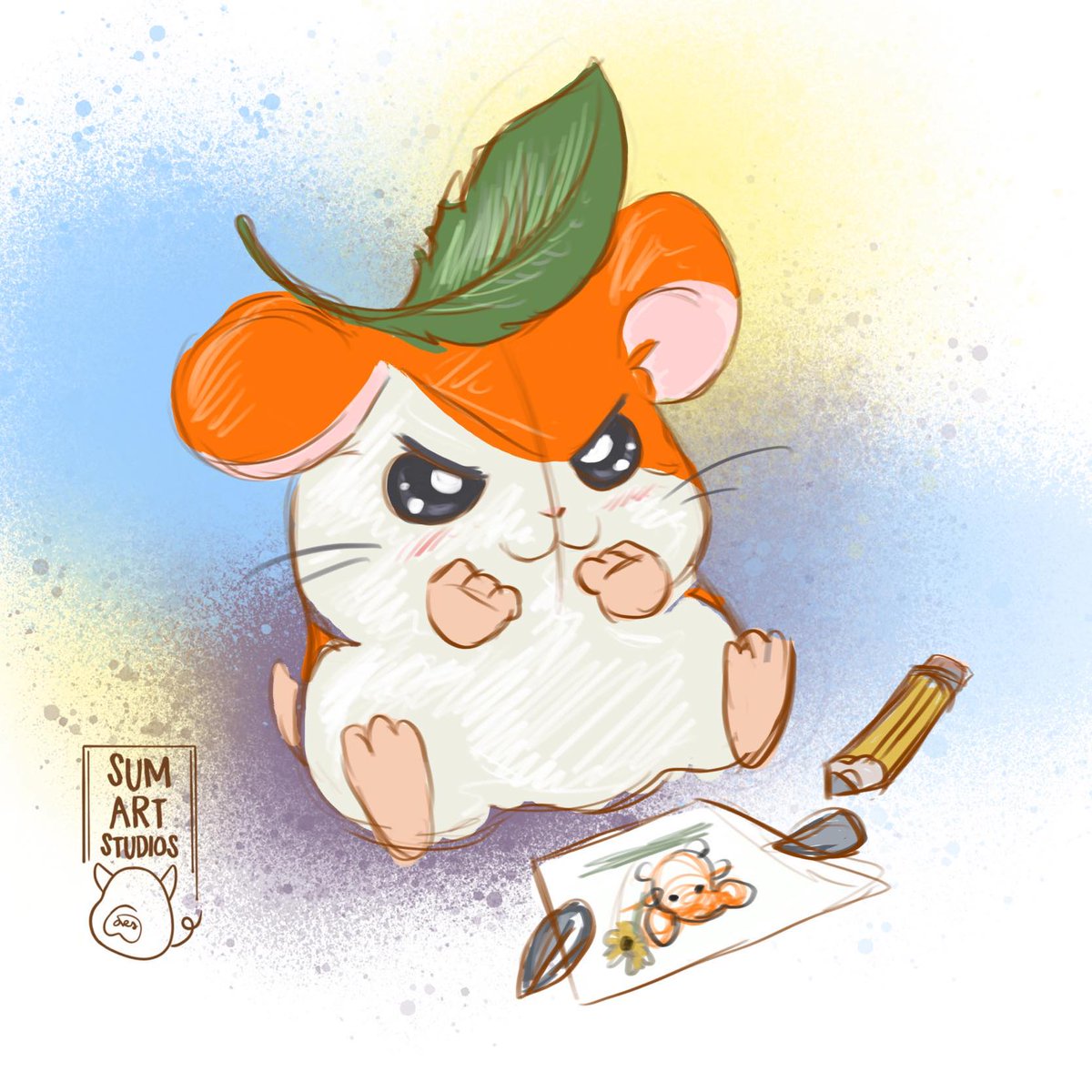 Another anime from my childhood! 

Hamtaro was more associated with my sister even though we both loved it. We had the stuff animals, the playsets, and games. 

Lately I fell down a hole again so I decided to do my favorite determined hamtaro face to pull myself back together.