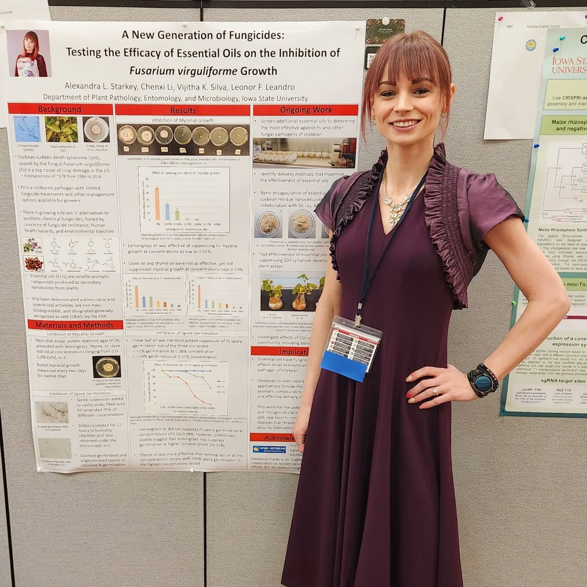 Beyond thrilled to share that I placed 2nd in <a href="/ISUGPSS/">ISU GPSS</a> 11th Annual Conference for my poster presentation on my research (essential oils as bio-fungicides) &amp; now am the proud owner of an oversized check 🥰 #plantdisease #AgTwitter #sciencetwitter