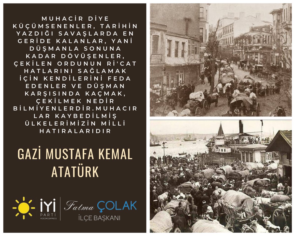 fcolak77's tweet photo. "Muhacırlar kaybedilmiş ülkelerimizin milli hatıralarıdır." https://t.co/bVqoNxoOiv