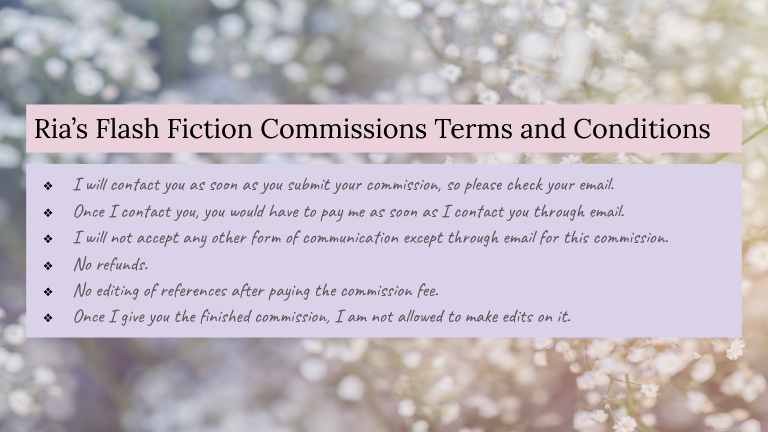 r1aDir's tweet photo. Come one and come all!
Want a starting point for your OC? Stuck with figuring out a scene? Fret no more!
Ria's Flash Fic Commissions are here for you! 🧵 https://t.co/59h4MomfmI