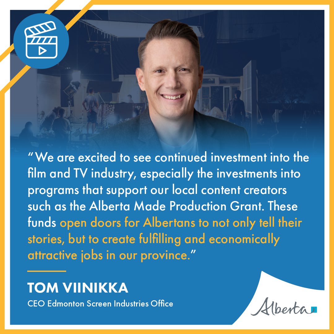 jasonluan88's tweet photo. Alberta’s screen-based sector has momentum and #Alberta’s government is supporting a world-class film and tv sector! 

#abpoli #ableg https://t.co/8N3NcwmBKO