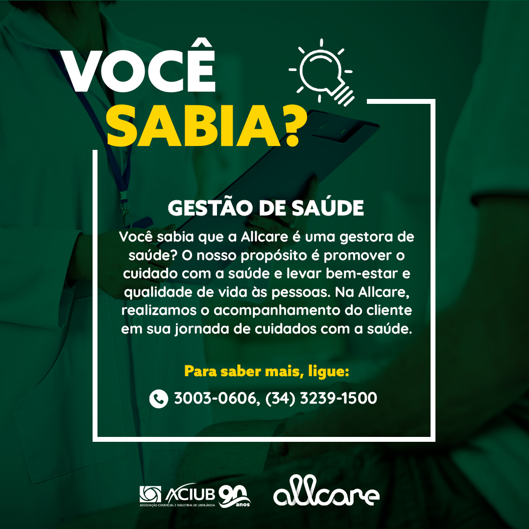 ACIUB's tweet photo. ▶Entre em contato e saiba mais!

📲Ligue 3003-0606, (34) 3239-1500 ou acesse https://t.co/yblT8FFQLY.

🩺Pensou em saúde, pensou Allcare! https://t.co/MhOgi1uhjI