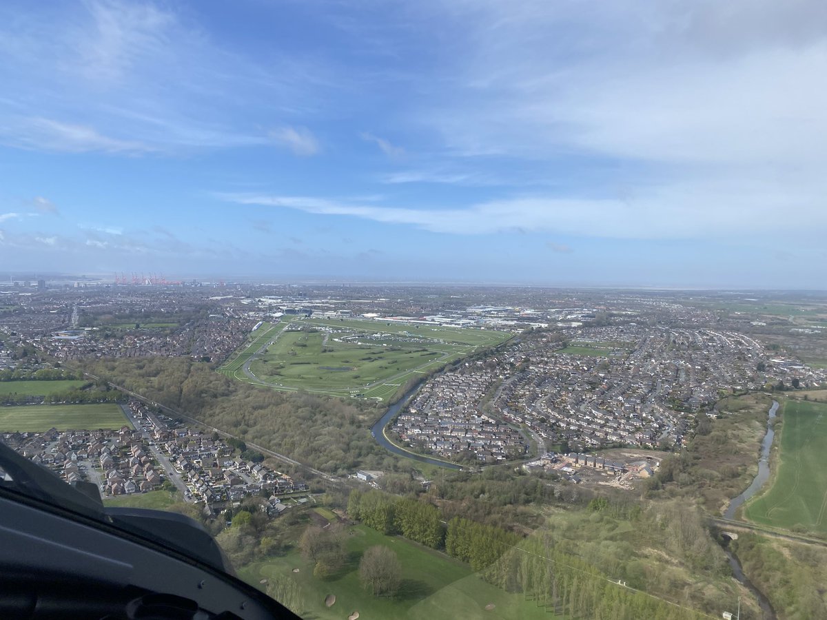 dauphinsky's tweet photo. The very professional @_helipad and @ACS_AIRCHARTER team at #AintreeFestival today. See you for Day 2! #H145 @HelicentreUK @AirbusintheUK @AirbusHeli #Thanks #Liverpool 🐴🌞🚁😎 @NPAShq keeping a watch from above too.. 👀 https://t.co/Tn6ixkJcwZ