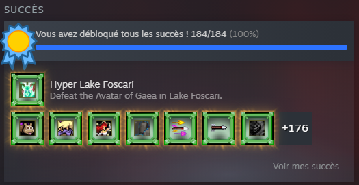 Just finished the incredible new DLC for Vampire Survivor by <a href="/poncle_vampire/">Vampire Survivors 🦇 Emerald Diorama OUT NOW 🧄</a> 🧛‍♂️🎮 Absolutely loved it especially the end boss fight! Proud to say I've achieved full success with 184/184 achievements unlocked! 🏆🙌 #VampireSurvivors