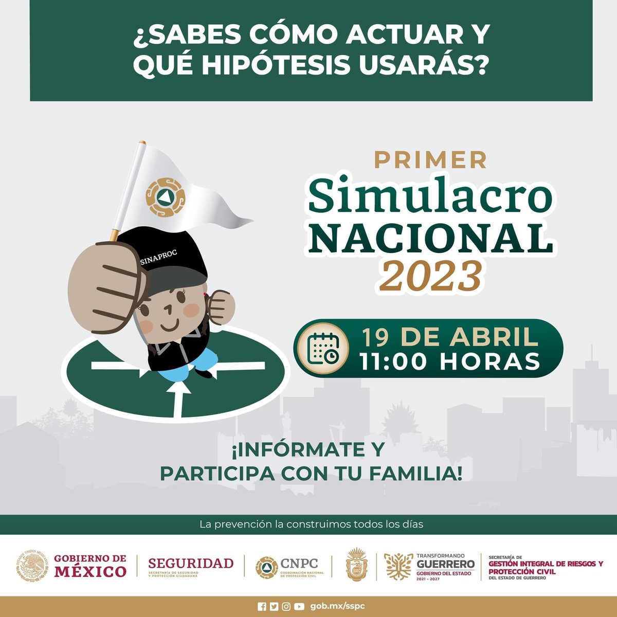 CIUDADANOSINFO_'s tweet image. #SimulacroNacional 

Será el 19 de abril a las 11 horas, y tú, ¿Sabes como actuar? 

#CiudadanosInformados
